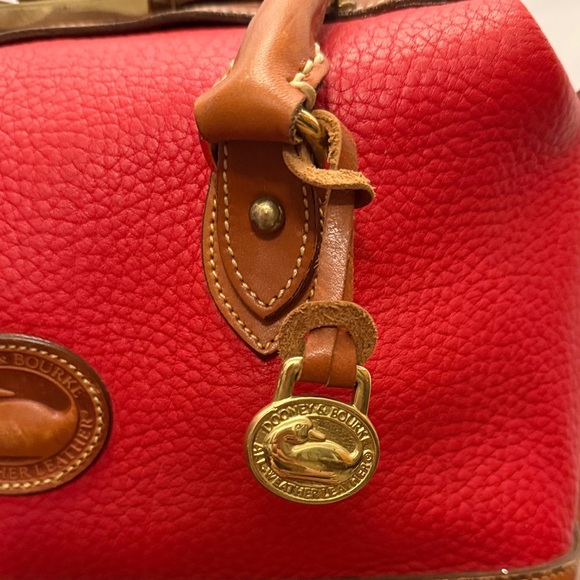 Dooney & Bourke Red and Tan Satchel doctor bag vintage leather - Picture 7 of 17